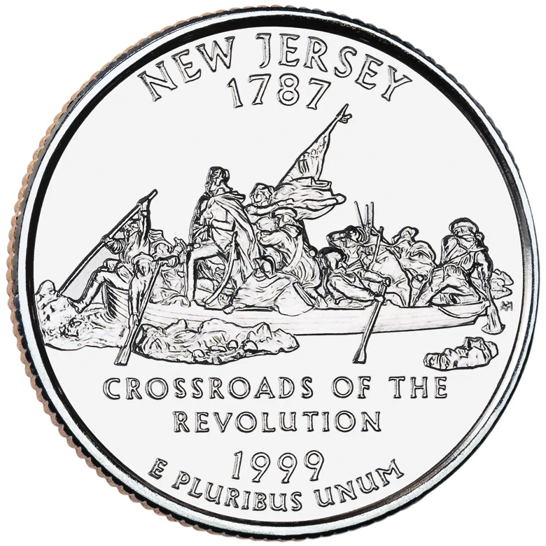 1999 50 state quarters coin new jersey uncirculated reverse